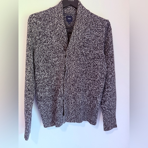 Gap Men’s Black & White Marled Cotton Zip Up Cardigan Size Medium - Picture 4 of 5